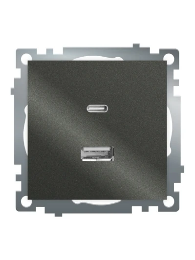 50052 Розетка USB Type A+С (графит) Stekker Катрин 50052