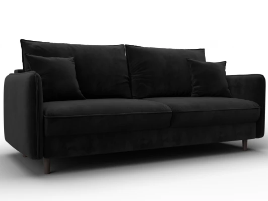 134780 Диван прямой Лига-064 НПБ (ДСП/Дерево/Велюр/Черный) Лига Диванов 134780
