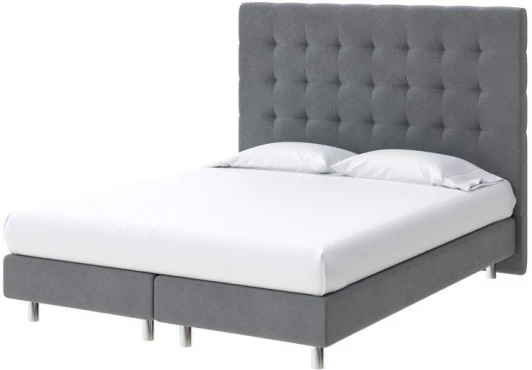1925467 PROxSON Кровать Madrid Boxspring Lift (Ткань: Велюр Monopoly Британский серый (996)) 80x200