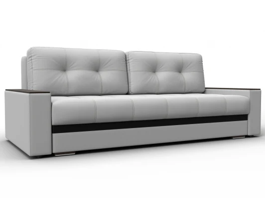 133431 Диван прямой с декором Лига-096 НПБ (ДВП,ДСП,ЛДСП,Брус,Фанера/Пластик/Экокожа/Белый,Черный) Лига Диванов 133431