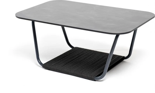 GRAY-90-60-Al-GRA(RAL7024MUA)-4sis D-grey "Гранада" журнальный стол 90х60см из HPL, цвет "серый гранит", каркас темно-серый (RAL7024) муар, роуп темно-серый круглый 4SIS арт.УТ-00008357