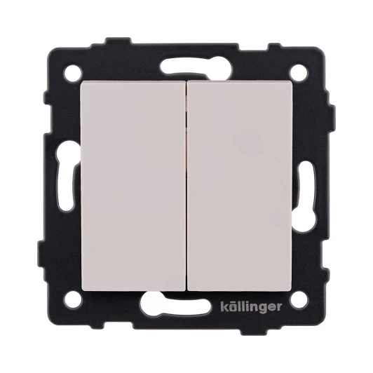 REA-S-011CM Выключатель кнопочный 2-клавишный 10А/250В кашемир матовый Kollinger REA-S-011CM для Aspekt, Eleganz, Reflex