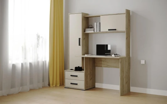 00-00231884 Компьютерный стол ТЭКС Квартет-9, Дуб крафт серый, кашемир