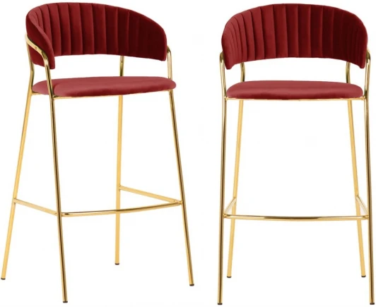 FR 0716P Комплект из 2-х стульев полубарных Turin винный с золотыми ножками Bradexhome арт.FR 0716P