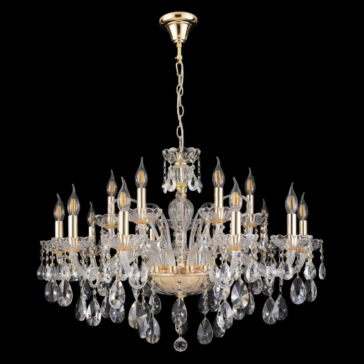 MONICA SP10+5 GOLD Подвесная большая люстра Crystal Lux MONICA SP10+5 GOLD (220V, подвески, на цепи, подсвечник, свеча)