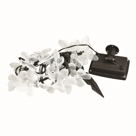 USL-S-129/PT4000 BUTTERFLIES Садовая гирлянда на солнечной батарее "Бабочки", 20 светодиодов, разноцветный свет, 1*АА Ni-Mh аккумулятор в/к. IP44 Uniel USL-S-129/PT4000 BUTTERFLIES