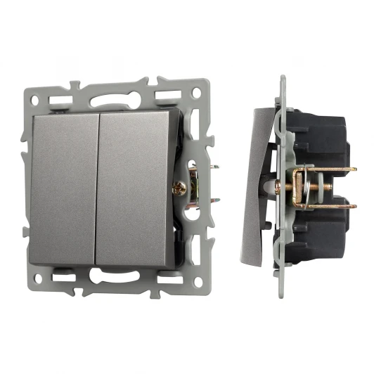 043726 Механизм выключателя двухклавишный непроходной SWT-MK02-PL-GR (250V, 16A) (Arlight) 043726
