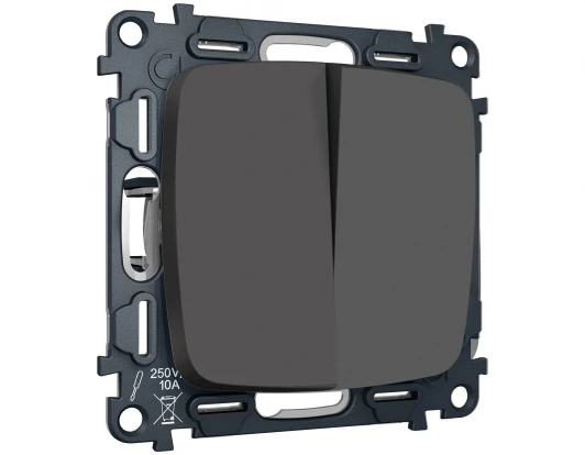 MO903030 Комплект механизма двухклавишного перекрестного выключателя встраиваемый (графит мягкое касание) Ambrella Volt QUANT MO903030