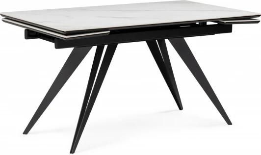 612179 Керамический стол Notta Дарвин 140(200)х80 белый мрамор snow white / черный арт.612179