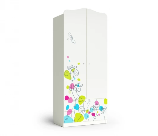 102047 Шкаф "Цветы", Белый шёлк МАМА Цветы 102047