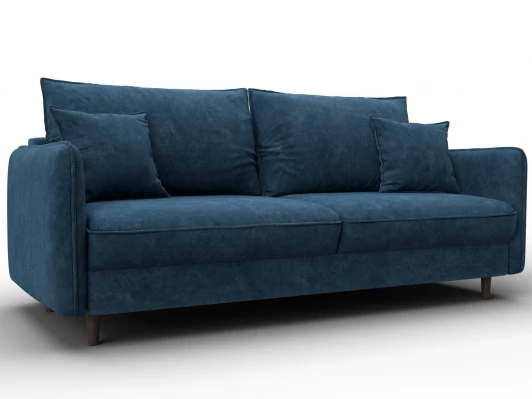 129624 Диван прямой Лига-064 НПБ (ДСП/Дерево/Велюр/Синий) Лига Диванов 129624
