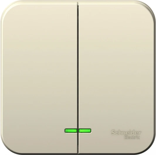 BLNVA105102 Выключатель накладной двухклавишный с подсветкой (молочный) Systeme Electric Blanca BLNVA105102