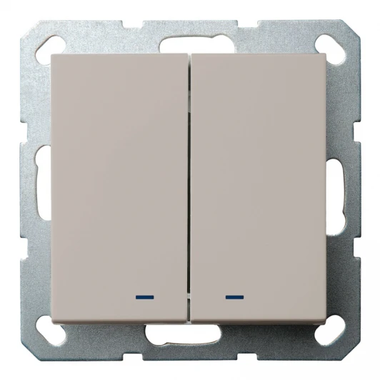 G3023NT Выключатель двухклавишный с подсветкой (тауп soft touch) Jasmart G-Classic G3023NT