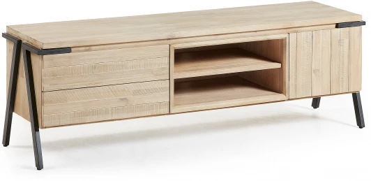 023451 Тумба под телевизор La Forma (ex Julia Grup) Thinh (Черный/ Акация,Сталь,Дерево)