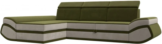 121653L Диван угловой Лига-032 левый угол (Зеленый,Бежевый/Микровельвет) Лига Диванов арт.121653L