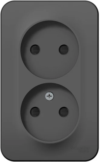 BLNRA001216 Розетка накладная двойная без заземления со шторками (антрацит) Systeme Electric Blanca BLNRA001216