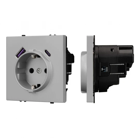 059445 Механизм розетки с USB зарядкой SCT-NOBE-MUAC-SFPL-IS (230V, 16A) (Arlight, Никель) 059445