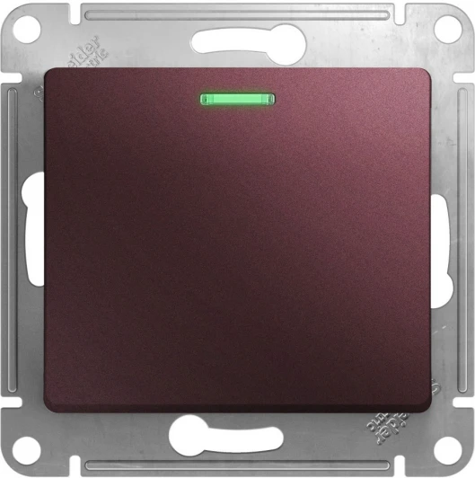 GSL001113 Выключатель встраиваемый одноклавишный с подсветкой (баклажановый) Systeme Electric Glossa GSL001113
