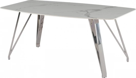 F-1690casa Стол обеденный Соар-2 F-1690,180х90х76 см, бело-серая керамика/хром серебро IST-CASA