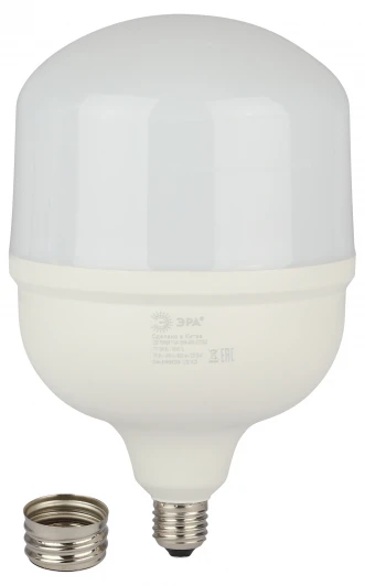 LED POWER T160-100W-6500-E27/E40 Лампочка светодиодная E27 с переходником на E40 100W ЭРА LED POWER T160-100W-6500-E27 с переходником на E40/E40