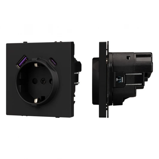 054285 Механизм розетки с USB зарядкой SCT-NOBE-MUAC-SFPL-BK (230V, 16A) (Arlight) 054285