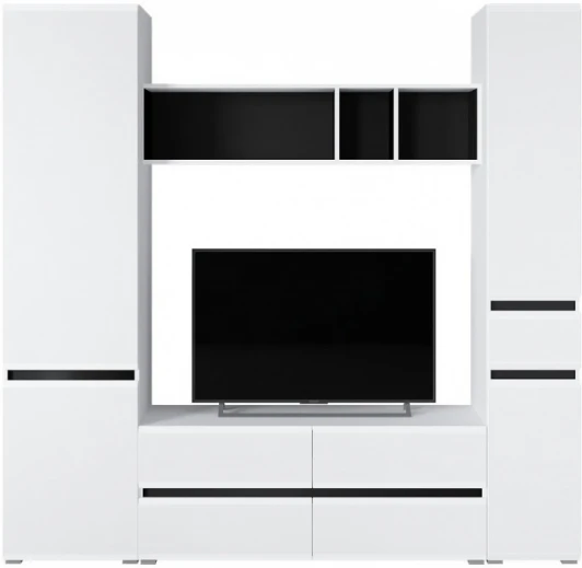 567936 Модульная гостиная Сейдиль комплектация 4 (Сейдиль белый премиум / черный / белый глянец комплектация 4) Mobi арт.567936