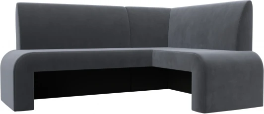 126132 Диван кухонный угловой Кармен правый угол (Серый/Велюр) Лига Диванов арт.126132