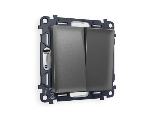 MA653030 Комплект механизма двухклавишного перекрестного выключателя встраиваемый (антрацит серый) Ambrella Volt QUANT MA653030