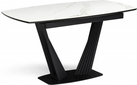 614248 Керамический стол Notta Вейл 140(180)х80 белый мрамор snow white / черный арт.614248