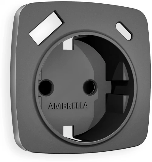 OP6600 Лицевая панель Ambrella Volt OMEGA (Антрацит серый) для электрической розетки с заземлением со шторками 2USB A+C QUANT OP6600