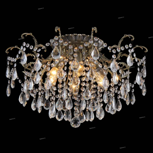 70023-6C ANTIQUE Люстра потолочная хрустальная Natali Kovaltseva Happy Diamonds, 6 ламп, бронза с прозрачным