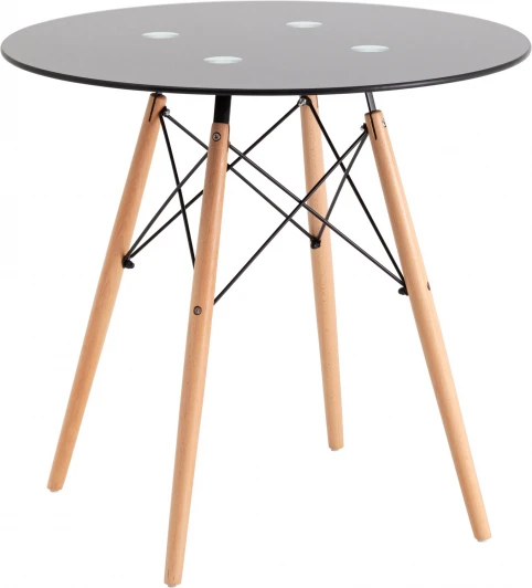 УТ000039069 Стол круглый EAMES DSW  D=80 стеклянный черный Stool Group арт.УТ000039069