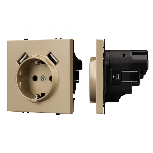 054290 Механизм розетки с USB зарядкой SCT-NOBE-MUAA-SFPL-GD (230V, 16A) (Arlight) 054290