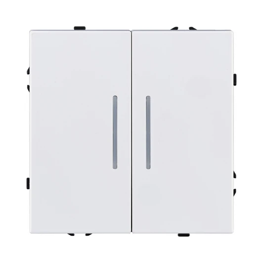 EC-010WG Выключатель 2-клавишный 10А/250В с LED подсветкой, белый глянцевый Kollinger Eclipse EC-010WG