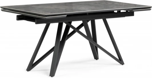 612185 Кухонный стол Notta Вилсон 160(220)х89х75 серый мрамор baolai / черный (Керамика) арт.612185