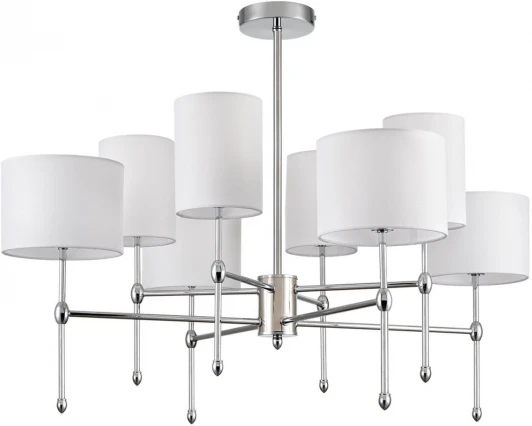 6589/8C Потолочная люстра на штанге Lumion Latti 6589/8C хром/белый, металл/текстиль E14 8*40W 220V (круглые)
