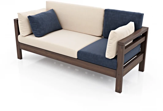 20809 Диван Arsko прямой Домино Б орех велюр молочный/синий