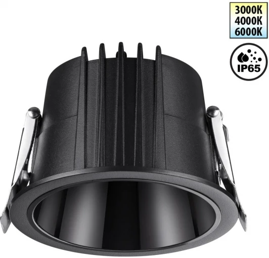 359427 Светильник встраиваемый Novotech Lang 359427 черный с переключателем цв. температуры IP65 LED 15W 220V 3000К\4000К\6000К (круглые)