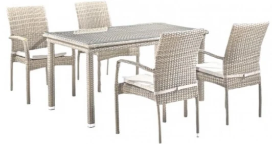 T256C/Y376C-W85 Latte 4Pcs Комплект плетеной мебели Afina T256C/Y376C-W85 Latte (4+1) + подушки на стульях