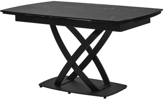 614M05214 Стол FOGGIA 140 KL-116 Черный мрамор матовый, итальянская керамика/ черный каркас М-City