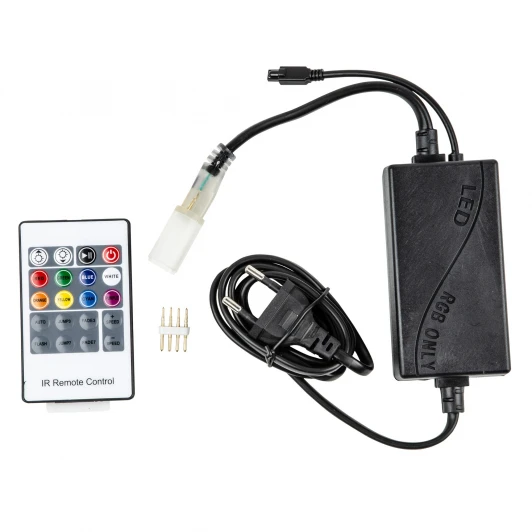 ULC-N22-RGB NEON BLACK Контроллер для управления светодиодными ULS-N22 RGB NEON лентами 220В, с пультом ДУ Uniel ULC-N22-RGB NEON BLACK