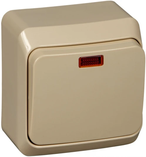 BA10-005K Выключатель накладной одноклавишный с подсветкой (кремовый) Systeme Electric BA10-005K