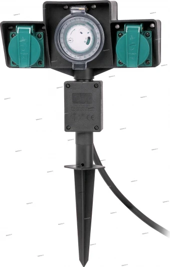 11810/02/30 Садовый удлинитель Lucide Garden Plug, 2 гнезда, черный