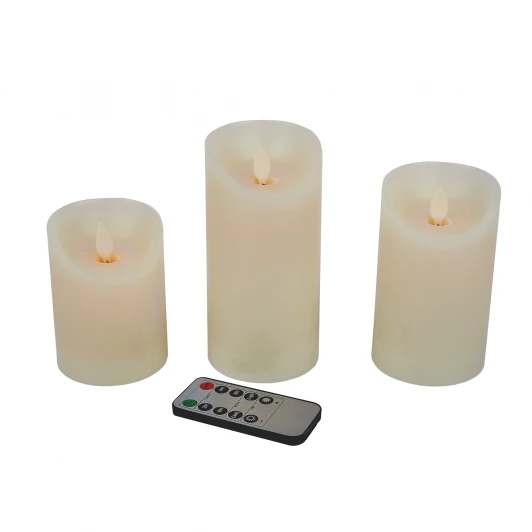 ULD-F065 WW RC CANDLE SET3 Фигура светодиодная «Свеча» на батарейках 3AAA (не в/к), в составе набора из 3 штук, диммируемая, 1 светодиод, пульт ДУ (в/к) Uniel ULD-F065 WW RC CANDLE SET3