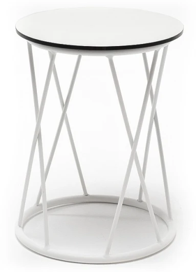 RC013-D40-KOL "Колумбия" журнальный стол из HPL круглый Ø40 H55, каркас из стали белый, цвет столешницы "молочный" 4SIS арт.УТ-00005785