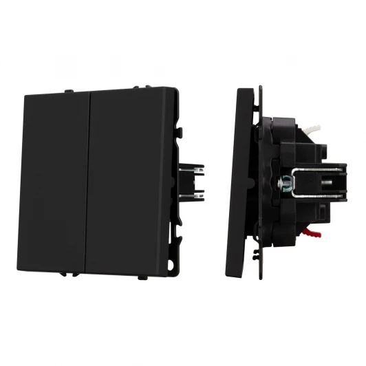 054255 Механизм выключателя двухклавишный проходной SWT-NOBE-MKP2-SFPL-BK (230V, 10A) (Arlight) 054255