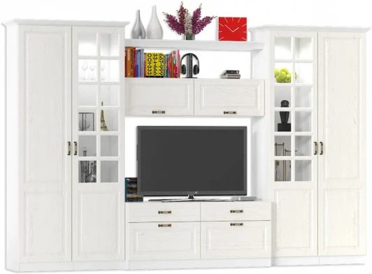 357757 Стенка Mobi Ливерпуль белый ясень ваниль НМ-1012-100 комплектация 3 арт.357757