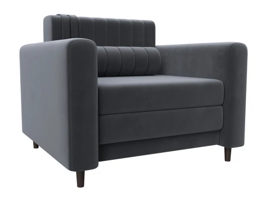 132559 Кресло Лига-070 (ЛДСП,Брус,Фанера/Дерево/Велюр/Серый) Лига Диванов 132559