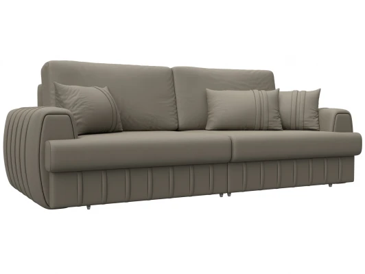 130024 Диван прямой Лига-057 НПБ (ЛДСП,Брус,Фанера/Пластик/Экокожа/Бежевый) Лига Диванов 130024