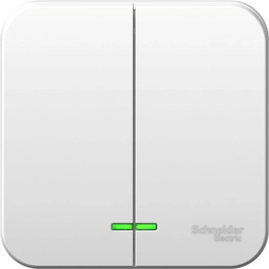 BLNVA105111 Выключатель накладной двухклавишный с подсветкой (белый) Systeme Electric Blanca BLNVA105111